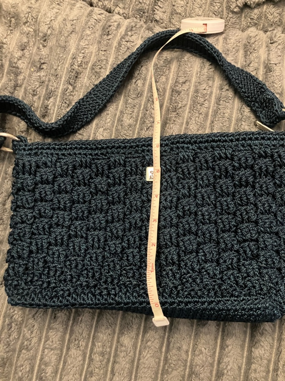 Lina Navy Blue Crochet Mini Shoulder Bag - Picture 10 of 12